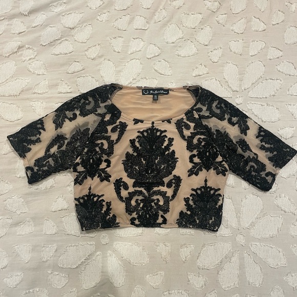 For Love & Lemons Ethereal Crop Top Nude/Black - Picture 8 of 8